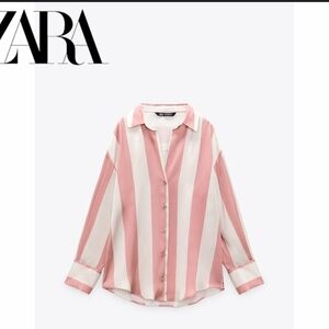 Zara Blush and Cream Striped Blouse